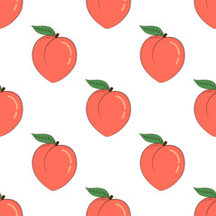 cartoon peaches seamless pattern isolated on white