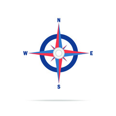 Vector compass icon. Simple flat symbol. Illustration on white background. eps - obrazy, fototapety, plakaty