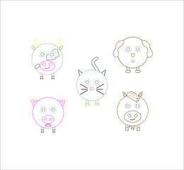 collection of domestic animal icons. illustration for web and mobile