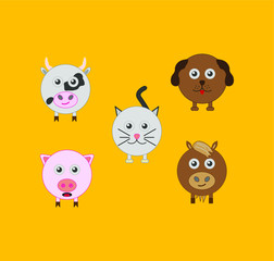 collection of domestic animal icons. illustration for web and mobile