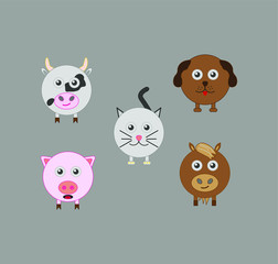 collection of domestic animal icons. illustration for web and mobile