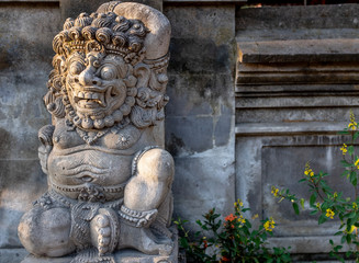 Sculpture of a monster warrior in Ubud, Bali