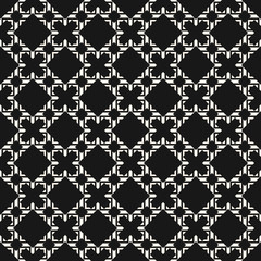 Vector abstract geometric seamless pattern in Asian style. Elegant black and white ornament. Luxury graphic texture with diamond grid, lattice. Simple monochrome geo background. Dark repeat design