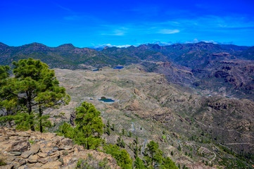 Hiking in Mountain Scenery of Gran Canaria Island - beautiful landscape scenery at mountain village Soria - travel destination, Spain