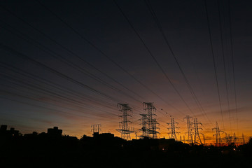 Power transmission towers and line