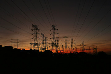 Power transmission towers and line