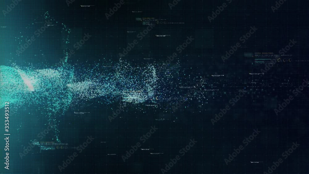 Aufkleber futuristic colorful particles explosion shock wave flowing in cyber space de-focus abstract backgrou