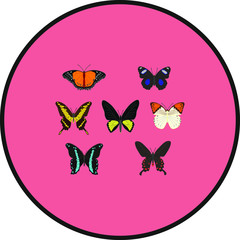 collection of different butterfly. illustration for web and mobile design.