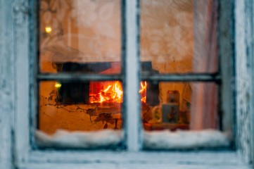 fire in the fireplace