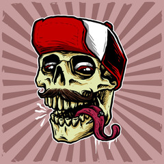 skull head with snap back vector illustration