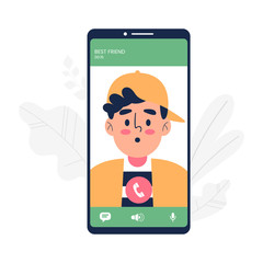 Smartphone with video call vector illustration