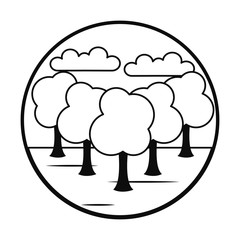 Trees landscape icon, line style