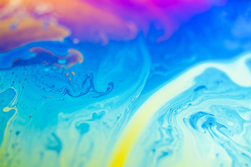 Naklejka na ściany i meble Abstract background in blue tones. Soap bubble texture