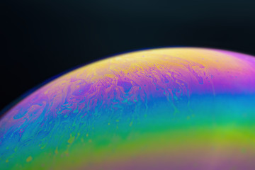 Abstract wave background shimmering on the surface of a sphere. Soap bubble texture
