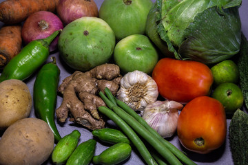 Mix varieties of vegetables from market