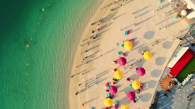 Aerial view of the monorail on the Palm Jumeirah in Dubai.