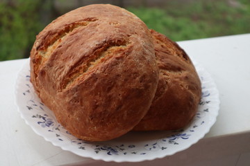 fresh salfmade bread on a plate