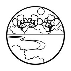 mangrove landscape icon, line style