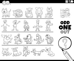 odd one out picture game coloring book page