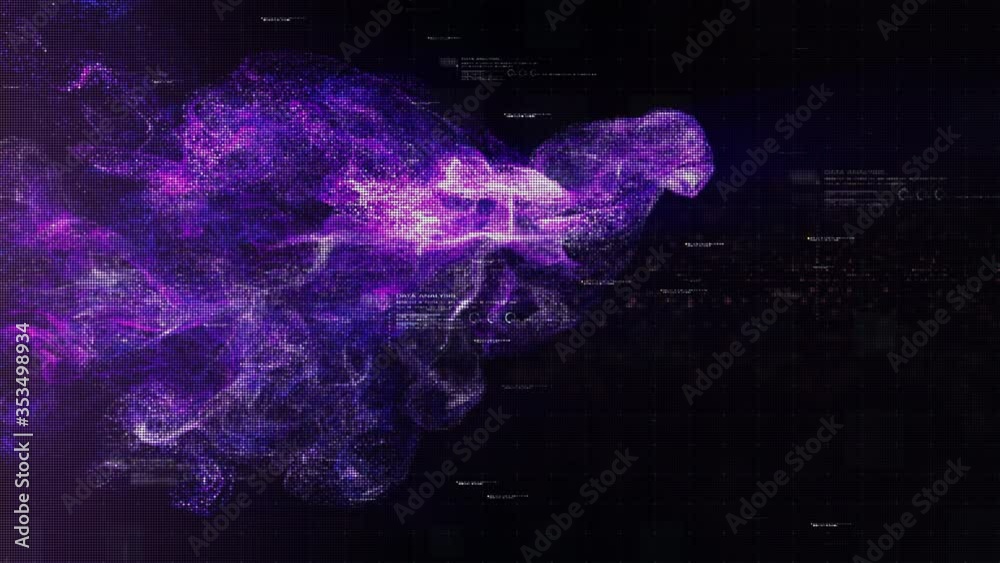 Aufkleber Futuristic colorful particles explosion shock wave flowing in cyber space de-focus abstract background