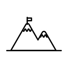 mountains with flag line style icon