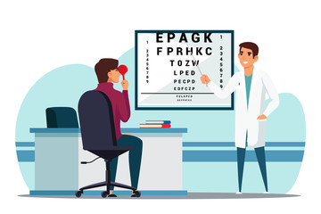 Vector character doctor ophthalmologist check