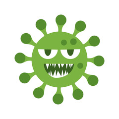 Coronavirus 2019-nCoV. Corona virus icon. Black on white background isolated. China pathogen respiratory infection (asian flu outbreak). influenza pandemic. virion of Corona-virus. Vector illustration