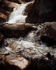 Fresh water that flows down a mountain stream