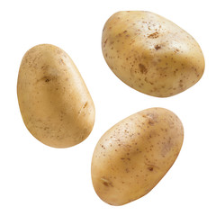 Flying potatoes, isolated on white background