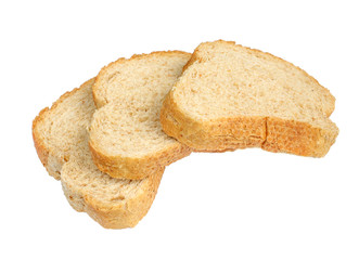 Three slices of bread isolated on white background