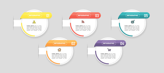 Infographics design template, Business concept with 5 steps.	

