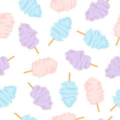Seamless colorful candy floss pattern. Vector cotton candy sweets background.