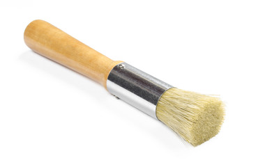 Fototapeta premium Clean new brush with wooden handle isolated on white background.