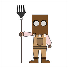 Vector Cartoon Character of Halloween. vector of masked man carrying a pitchfork