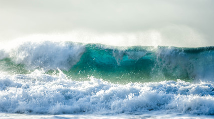 Waves breaking on the coast of the Benijo beach in Tenerife