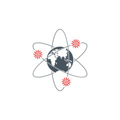 Spread Coronavirus Covid19 around planet sphere location point outbreak map single line icon isolated. Perfect outline symbol Coronavirus Covid 19 pandemic banner. Quality element with editable Stroke