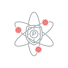 coronavirus protection shield single line icon isolated on white. Perfect outline symbol Prevention Coronavirus Covid 19 pandemic quarantine banner. design warning protect element with editable Stroke