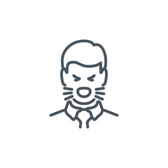 head of sick man coughing without a mask single line icon isolated on white. Perfect outline symbol Signs and symptoms Coronavirus Covid 19 pandemic banner. Quality design element with editable Stroke