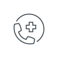call the hospital single line icon isolated on white. Perfect outline symbol Prevention Coronavirus Covid 19 pandemic quarantine banner. Quality warning element consult a doctor with editable Stroke