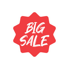 Big sale red label. Sticker for shop product tags. Vector design element.