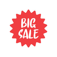 Big sale red label. Sticker for shop product tags. Vector design element.