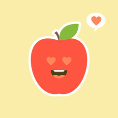 The fresh apple characters design illustrations. Fruits Characters Collection: Vector illustration of a funny and smiling apple character.