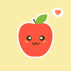 The fresh apple characters design illustrations. Fruits Characters Collection: Vector illustration of a funny and smiling apple character.
