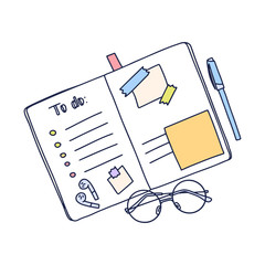 To do. Notebook. Vector hand drawn illustration of notebook organizer with to do list in doodle style. Cartoon style