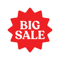 Big sale red label. Sticker for shop product tags. Vector design element.