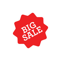 Big sale red label. Sticker for shop product tags. Vector design element.