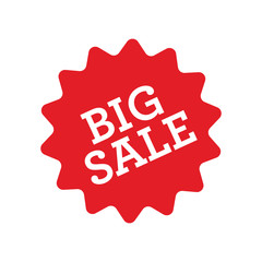 Big sale red label. Sticker for shop product tags. Vector design element.