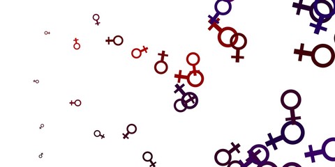 Light Blue, Red vector texture with women's rights symbols.