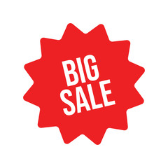 Big sale red label. Sticker for shop product tags. Vector design element.