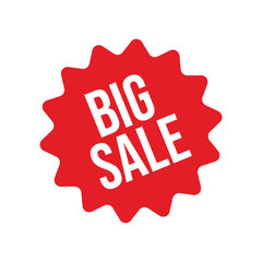 Big sale red label. Sticker for shop product tags. Vector design element.